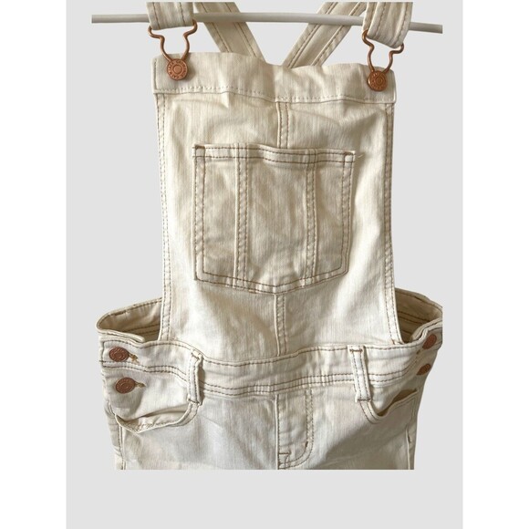 Cat & Jack Girls Fringed Overall Shorts Cream Color Size 7-8 Medium Stretch - Picture 2 of 7